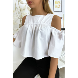 Blouse crop top blanche avec noeuds - 5