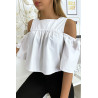 Blouse crop top blanche avec noeuds - 5