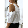 Blouse crop top blanche avec noeuds - 6