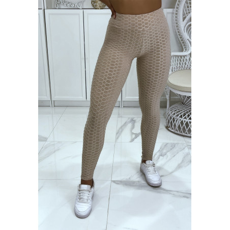 Legging taille haute matelassé beige - 1