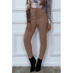 Pantalon rose poudré coupe cigarette à élastique - 2