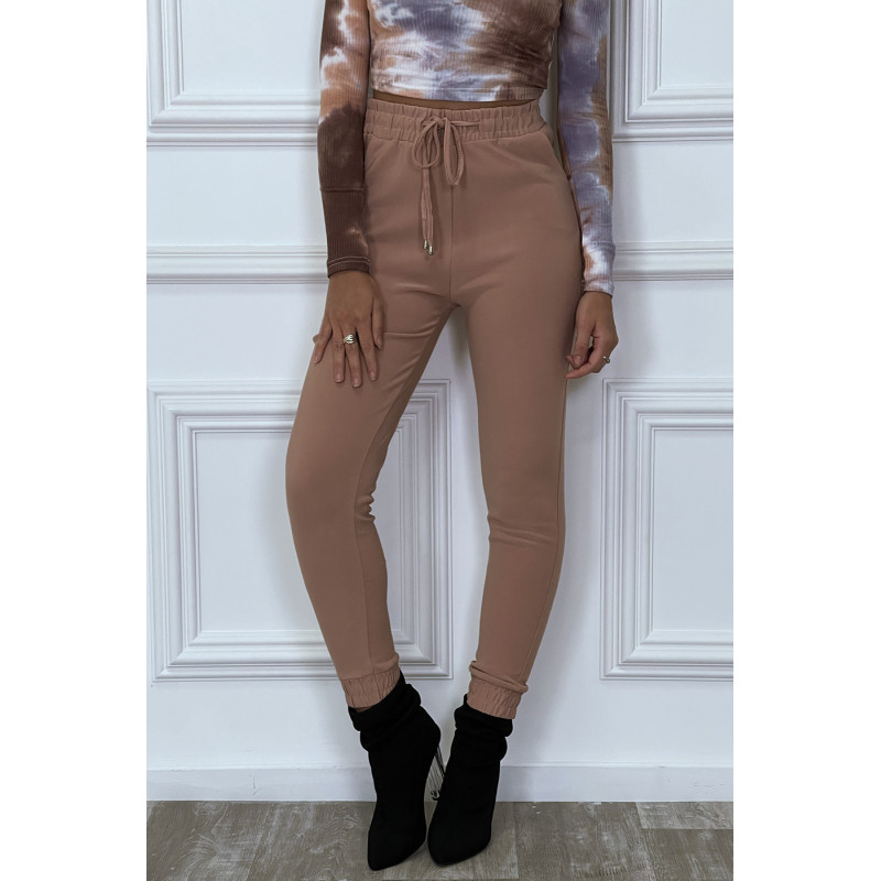 Pantalon rose poudré coupe cigarette à élastique - 2