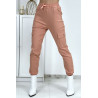 Pantalon treillis rose en strech avec poches - 1