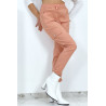 Pantalon treillis rose en strech avec poches - 5