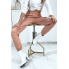 Pantalon treillis rose en strech avec poches - 6