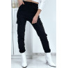 Pantalon treillis noir en strech avec poches - 2