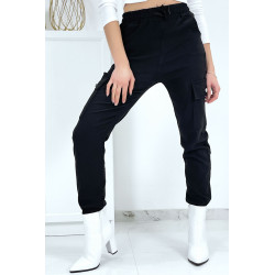 Pantalon treillis noir en strech avec poches - 3