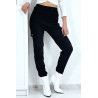 Pantalon treillis noir en strech avec poches - 7