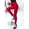 Pantalon rouge avec ceinture et poches - 3