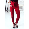 Pantalon rouge avec ceinture et poches - 4