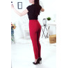 Pantalon rouge avec ceinture et poches - 7