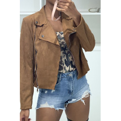 Veste blazer camel en suédine 36 au 46 - 3