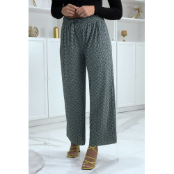 Pantalon palazzo taupe avec motif - 3