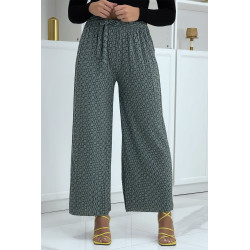 Pantalon palazzo taupe avec motif - 4