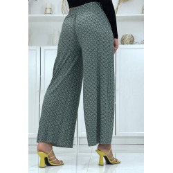 Pantalon palazzo taupe avec motif - 10