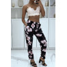 Pantalon fluide rose à motif floral B-60 - 2