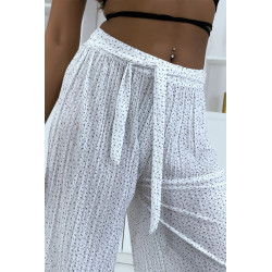 Pantalon palazzo blanc plissé à motif - 4