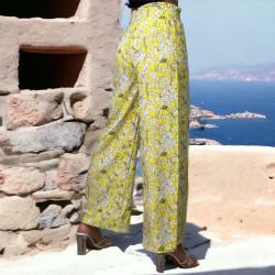 Pantalon palazzo imprimé fleuris jaune - 3