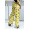 Pantalon palazzo jaune avec motif fleuris - 1