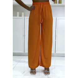 Pantalon palazzo orange en coton uni - 2