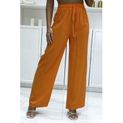 Pantalon palazzo orange en coton uni - 3