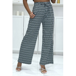 Pantalon palazzo joli motif bleu avec poches - 2