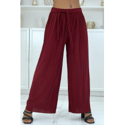 Pantalon plissé fluide bordeaux à poids - 1