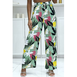 Pantalon palazzo avec sublime motif vert - 3