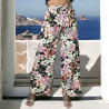 Pantalon palazzo noir motif fleurs - 2