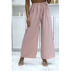 Pantalon palazzo uni rose très tendance - 3