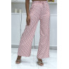 Pantalon palazzo très chic motif rose et blanc - 2