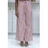 Pantalon palazzo très chic motif rose et blanc - 3