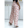 Pantalon palazzo rose avec motif fleuris - 1