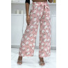 Pantalon palazzo rose avec motif fleuris - 3