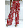 Pantalon palazzo rouge en coton motif feuilles - 3