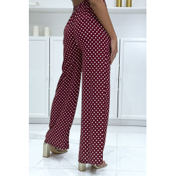 Pantalon palazzo rouge en coton avec petit pois - 1