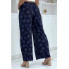 Pantalon palazzo plissé marine avec motif - 3