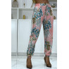 Pantalon fluide rose à motif floral a-14 - 2