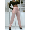 Pantalon fluide rose coupe carotte B-40 - 1