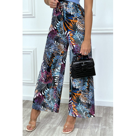 Pantalon palazzo fluide turquoise tendance - 6