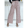 Pantalon palazzo motif F beige et noir inspiration de marque - 3