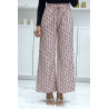 Pantalon palazzo motif F beige et noir inspiration de marque - 5