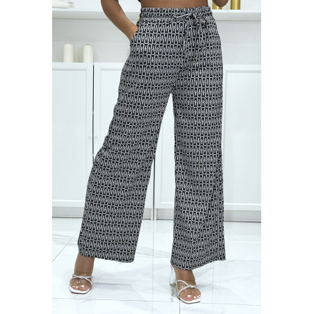 Pantalon palazzo joli motif noir avec poches - 2