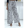 Pantalon palazzo avec joli motif feuille noir - 2