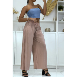 Pantalon palazzo plissé rose très tendance - 1