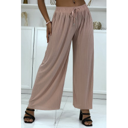 Pantalon palazzo plissé rose très tendance - 2