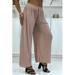 Pantalon palazzo plissé rose très tendance - 3