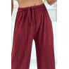 Pantalon plissé fluide bordeaux à motif marbre - 2