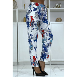 Pantalon fluide blanc à motif floral B-5 - 2