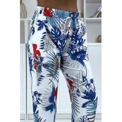 Pantalon fluide blanc à motif floral B-5 - 4